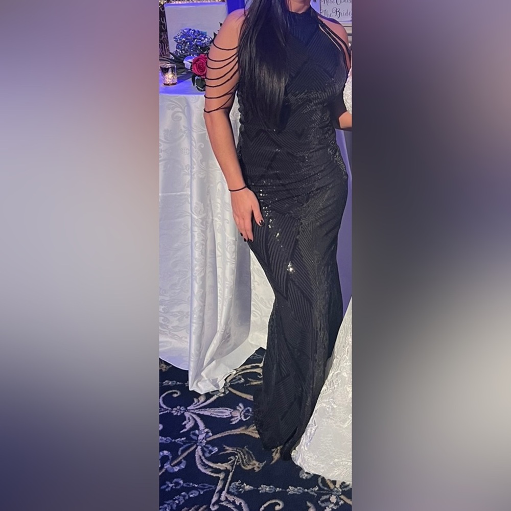 Black sequin gown worn once